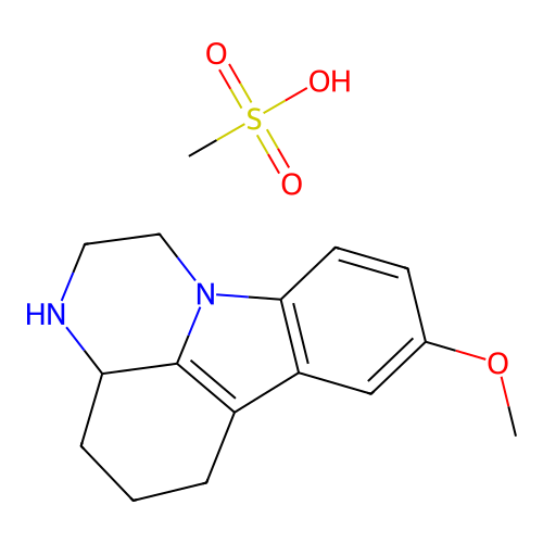 8-methoxy-2,3,3a,4,5,6-hexahydro-1H-pyrazino[3,2,1-jk]carbazole methanesulfonate structure