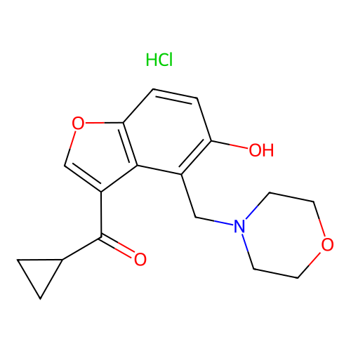 cyclopropyl(5-hydroxy-4-(morpholinomethyl)benzofuran-3-yl)methanone hydrochloride structure