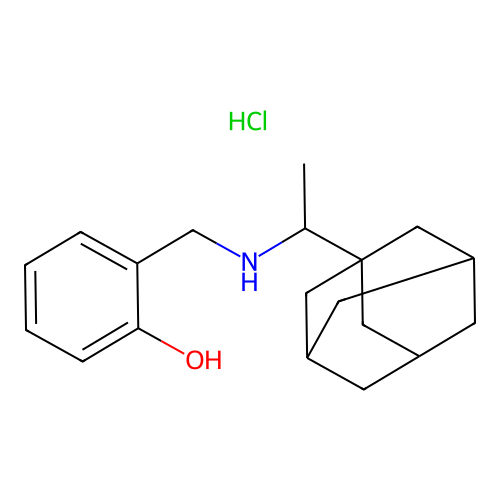 2-(((1-((3r,5r,7r)-Adamantan-1-yl)ethyl)amino)methyl)phenol hydrochloride structure