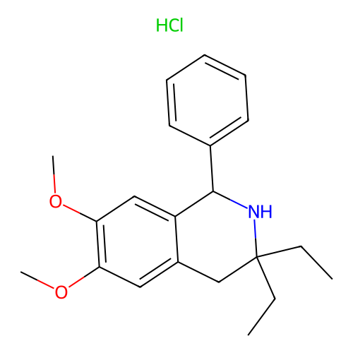 3,3-Diethyl-6,7-dimethoxy-1-phenyl-1,2,3,4-tetrahydroisoquinoline, chloride structure