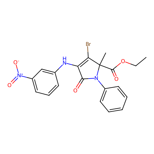 ethyl 3-bromo-2-methyl-4-[(3-nitrophenyl)amino]-5-oxo-1-phenyl-2,5-dihydro-1H-pyrrole-2-carboxylate structure