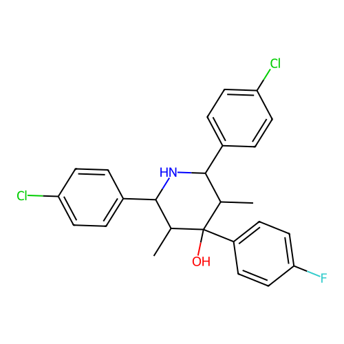 2,6-Bis(4-chlorophenyl)-4-(4-fluorophenyl)-3,5-dimethylpiperidin-4-ol structure