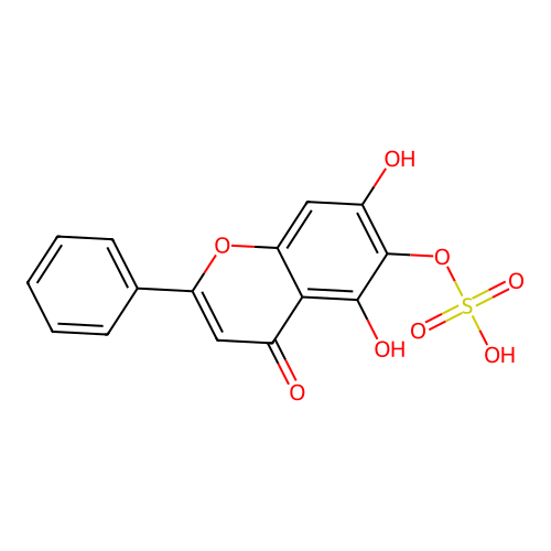 4H-1-Benzopyran-4-one, 5,7-dihydroxy-2-phenyl-6-(sulfooxy)- structure