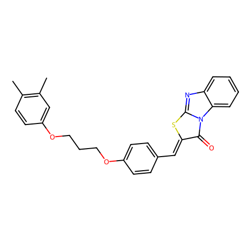 (Z)-2-(4-(3-(3,4-dimethylphenoxy)propoxy)benzylidene)benzo[4,5]imidazo[2,1-b]thiazol-3(2H)-one structure