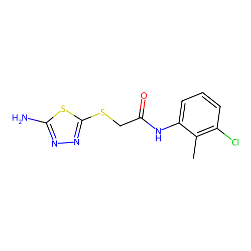 2-[(5-amino-1,3,4-thiadiazol-2-yl)sulfanyl]-N-(3-chloro-2-methylphenyl)acetamide structure