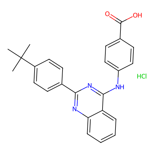4-({2-[4-(Tert-butyl)phenyl]quinazolin-4-yl}amino)benzoic acid, chloride structure
