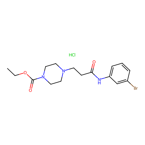 ethyl 4-{2-[N-(3-bromophenyl)carbamoyl]ethyl}piperazinecarboxylate, chloride structure