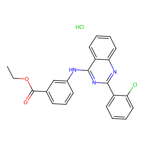 Ethyl 3-((2-(2-chlorophenyl)quinazolin-4-yl)amino)benzoate hydrochloride structure