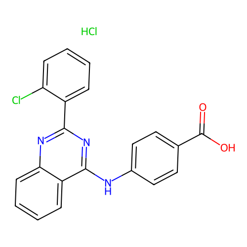 4-((2-(2-Chlorophenyl)quinazolin-4-yl)amino)benzoic acid hydrochloride structure