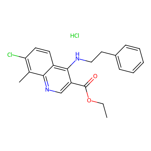 Ethyl 7-chloro-8-methyl-4-(phenethylamino)quinoline-3-carboxylate Hydrochloride structure