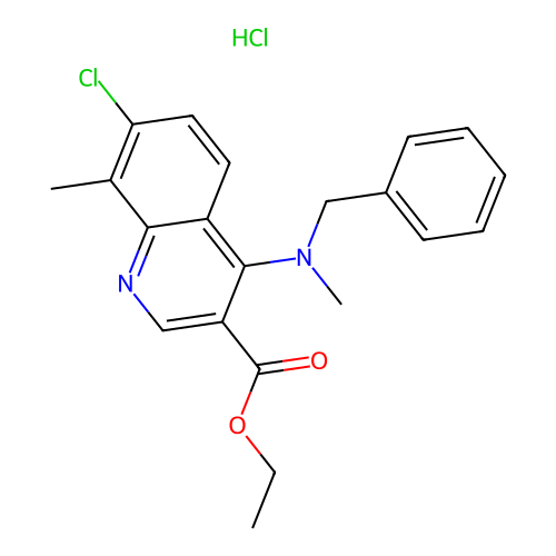 Ethyl 7-chloro-8-methyl-4-[methylbenzylamino]quinoline-3-carboxylate, chloride structure