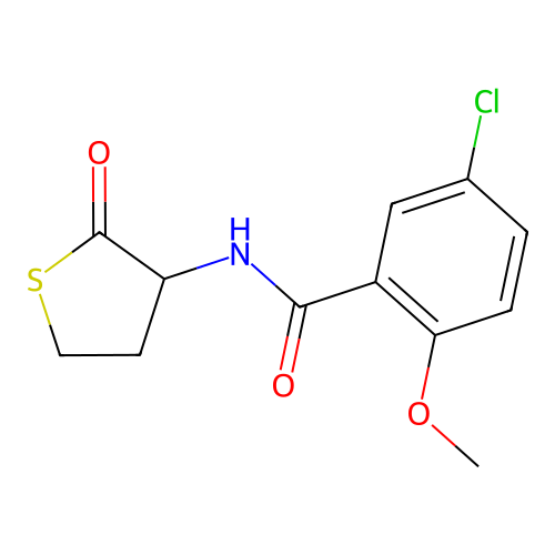 5-chloro-2-methoxy-N-(2-oxotetrahydro-3-thienyl)benzamide structure