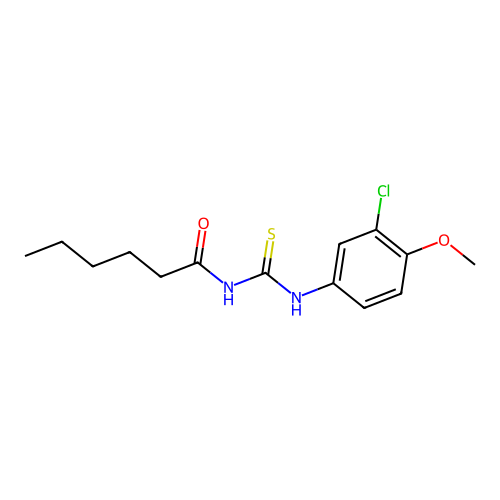 N-[(3-chloro-4-methoxyphenyl)carbamothioyl]hexanamide structure