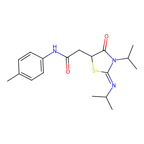 (Z)-2-(3-isopropyl-2-(isopropylimino)-4-oxothiazolidin-5-yl)-N-(p-tolyl)acetamide structure