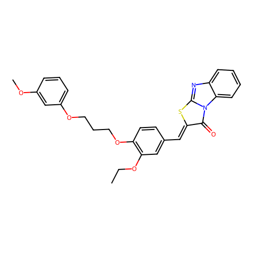 (Z)-2-(3-ethoxy-4-(3-(3-methoxyphenoxy)propoxy)benzylidene)benzo[4,5]imidazo[2,1-b]thiazol-3(2H)-one structure