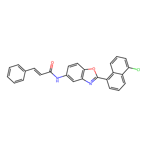 (2E)-N-[2-(5-chloronaphthalen-1-yl)-1,3-benzoxazol-5-yl]-3-phenylprop-2-enamide structure