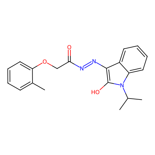 (Z)-N'-(1-isopropyl-2-oxoindolin-3-ylidene)-2-(o-tolyloxy)acetohydrazide structure