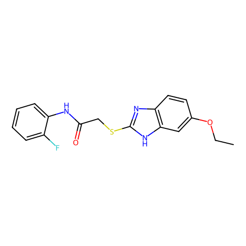 2-[(5-ethoxy-1H-benzimidazol-2-yl)sulfanyl]-N-(2-fluorophenyl)acetamide structure