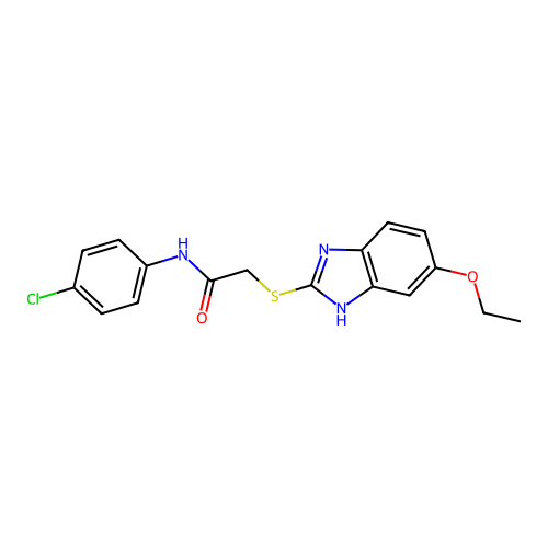 N-(4-chlorophenyl)-2-[(6-ethoxy-1H-benzimidazol-2-yl)sulfanyl]acetamide structure