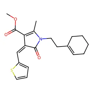 methyl (4Z)-1-[2-(cyclohex-1-en-1-yl)ethyl]-2-methyl-5-oxo-4-[(thiophen-2-yl)methylidene]-4,5-dihydro-1H-pyrrole-3-carboxylate structure