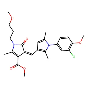 methyl (4Z)-4-{[1-(3-chloro-4-methoxyphenyl)-2,5-dimethyl-1H-pyrrol-3-yl]methylidene}-1-(3-methoxypropyl)-2-methyl-5-oxo-4,5-dihydro-1H-pyrrole-3-carboxylate structure
