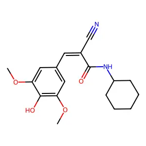 2-cyano-N-cyclohexyl-3-(4-hydroxy-3,5-dimethoxyphenyl)prop-2-enamide structure