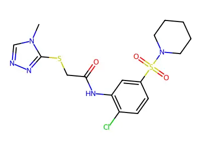 N-[2-Chloro-5-(1-piperidinylsulfonyl)phenyl]-2-[(4-methyl-4H-1,2,4-triazol-3-yl)thio]acetamide structure