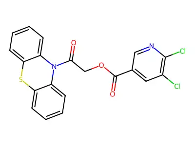 2-oxo-2-(10H-phenothiazin-10-yl)ethyl 5,6-dichloropyridine-3-carboxylate structure
