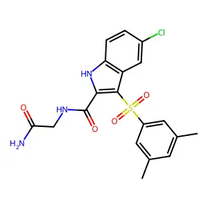 N-(2-amino-2-oxoethyl)-5-chloro-3-[(3,5-dimethylphenyl)sulfonyl]-1H-indole-2-carboxamide structure