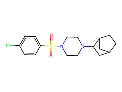 1-Bicyclo[2.2.1]hept-2-yl-4-[(4-chlorophenyl)sulfonyl]piperazine structure