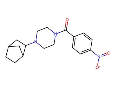 1-Bicyclo[2.2.1]hept-2-yl-4-(4-nitrobenzoyl)piperazine structure