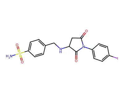 4-({[1-(4-Iodophenyl)-2,5-dioxopyrrolidin-3-yl]amino}methyl)benzenesulfonamide structure