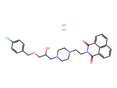 3-[2-(4-{3-[(4-chlorophenyl)methoxy]-2-hydroxypropyl}piperazin-1-yl)ethyl]-3-azatricyclo[7.3.1.0^{5,13}]trideca-1(12),5,7,9(13),10-pentaene-2,4-dione dihydrochloride structure