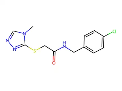 N-[(4-chlorophenyl)methyl]-2-[(4-methyl-1,2,4-triazol-3-yl)sulfanyl]acetamide structure