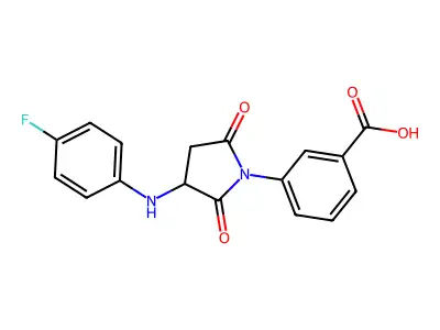 3-{3-[(4-Fluorophenyl)amino]-2,5-dioxoazolidinyl}benzoic acid structure