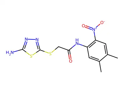 2-[(5-amino-1,3,4-thiadiazol-2-yl)sulfanyl]-N-(4,5-dimethyl-2-nitrophenyl)acetamide structure