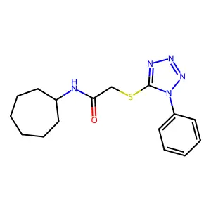 N-cycloheptyl-2-(1-phenyltetrazol-5-yl)sulfanylacetamide structure