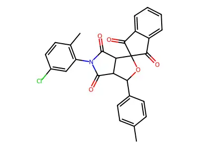 5-(5-chloro-2-methylphenyl)-1-(4-methylphenyl)spiro[3a,6a-dihydro-1H-furo[3,4-c]pyrrole-3,2'-indene]-1',3',4,6-tetrone structure