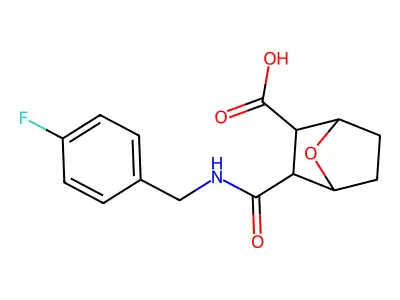 3-[(4-Fluorobenzyl)carbamoyl]-7-oxabicyclo[2.2.1]heptane-2-carboxylic acid structure
