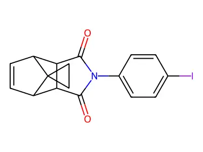 2-(4-iodophenyl)-3a,4,7,7a-tetrahydro-1H-spiro[2-aza-4,7-methanoisoindole-8,1'-cyclopropane]-1,3(2H)-dione structure