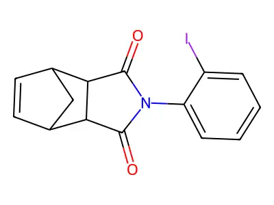 2-(2-iodophenyl)-3a,4,7,7a-tetrahydro-1H-4,7-methanoisoindole-1,3(2H)-dione structure