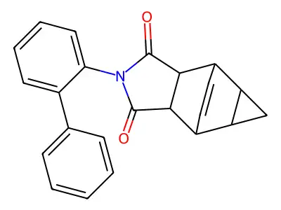 2-(biphenyl-2-yl)hexahydro-4,6-ethenocyclopropa[f]isoindole-1,3(2H,3aH)-dione structure