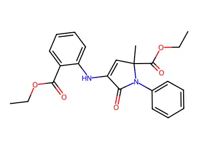ethyl 4-{[2-(ethoxycarbonyl)phenyl]amino}-2-methyl-5-oxo-1-phenyl-2,5-dihydro-1H-pyrrole-2-carboxylate structure