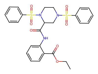 Ethyl 2-({[1,4-bis(phenylsulfonyl)-2-piperazinyl]carbonyl}amino)benzoate structure