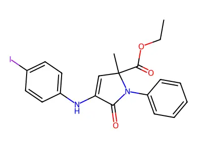 Ethyl 4-(4-iodoanilino)-2-methyl-5-oxo-1-phenylpyrrole-2-carboxylate structure