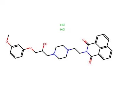 3-(2-{4-[2-hydroxy-3-(3-methoxyphenoxy)propyl]piperazin-1-yl}ethyl)-3-azatricyclo[7.3.1.0^{5,13}]trideca-1(12),5,7,9(13),10-pentaene-2,4-dione dihydrochloride structure