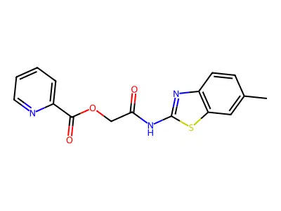 [2-[(6-Methyl-1,3-benzothiazol-2-yl)amino]-2-oxoethyl] pyridine-2-carboxylate structure