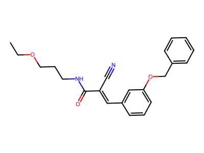 3-[3-(benzyloxy)phenyl]-2-cyano-N-(3-ethoxypropyl)prop-2-enamide structure