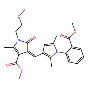 methyl (4Z)-4-({1-[2-(methoxycarbonyl)phenyl]-2,5-dimethyl-1H-pyrrol-3-yl}methylidene)-1-(2-methoxyethyl)-2-methyl-5-oxo-4,5-dihydro-1H-pyrrole-3-carboxylate structure