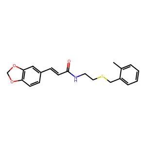 (2E)-3-(1,3-benzodioxol-5-yl)-N-{2-[(2-methylbenzyl)sulfanyl]ethyl}prop-2-enamide structure